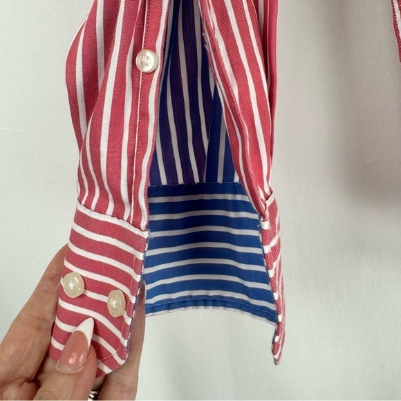 Lincs - David Chu - Red, White, and Blue Striped Button-Up Shirt - Size S - Picture 5 of 8